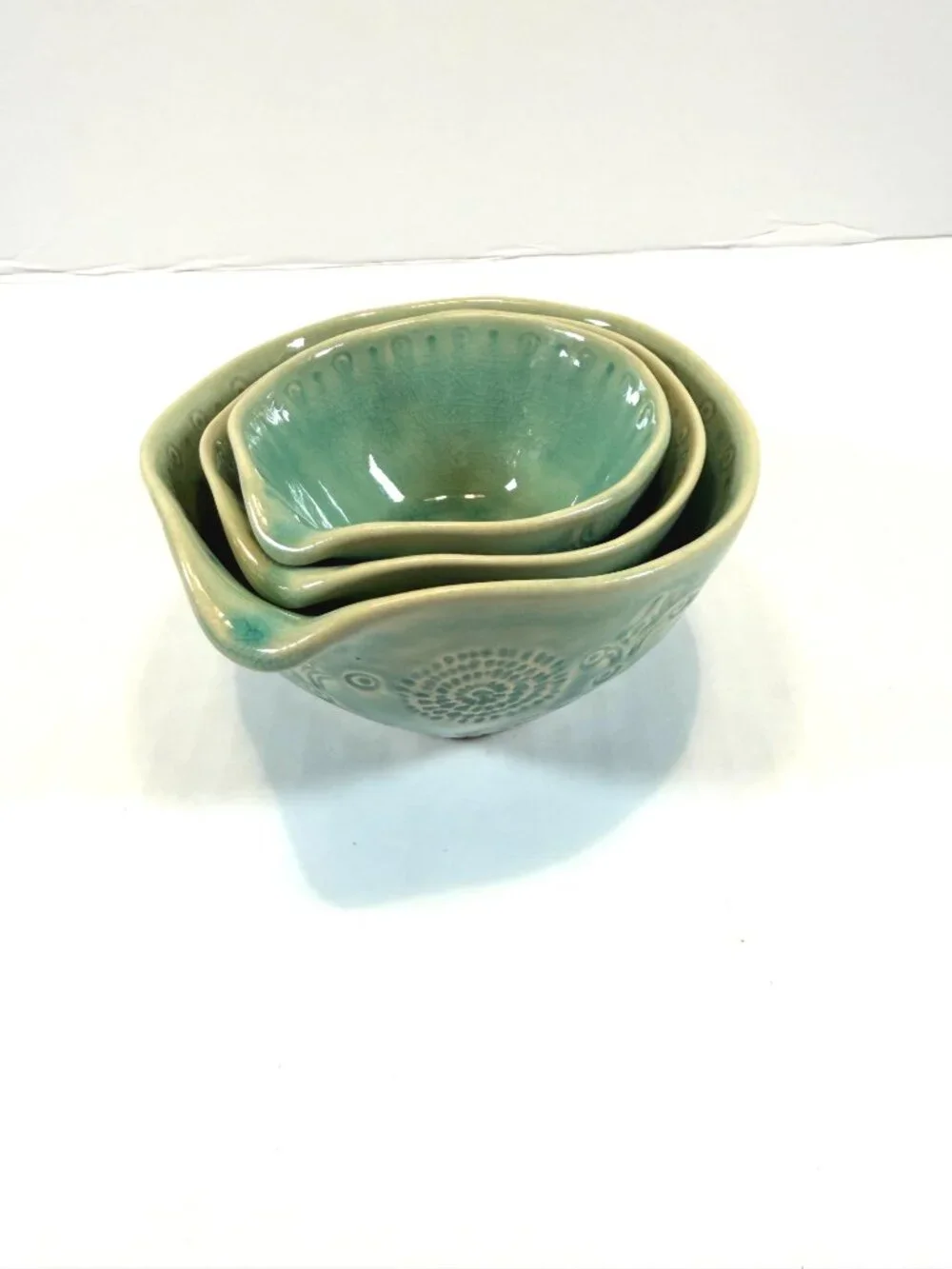 Anthropologie Old Havana Nesting Prep Bowls Set of 3 Mint Turquoise Portugal